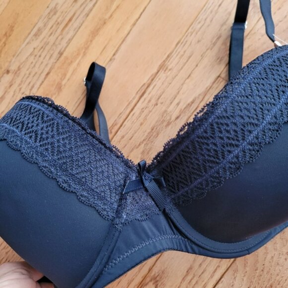 NWT La Vie En Rose Push-Up Strapless Demi Bra Navy Blue Size 38D - Picture 2 of 14